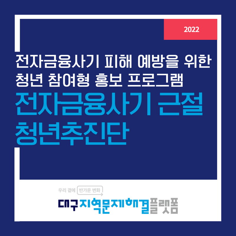 전자금융사기 피해 예방을 위한 청년 참여형 홍보 프로그램 : 전자금융사기 근절 청년추진단